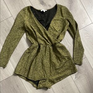Glamorous Gold Long Sleeve Romper